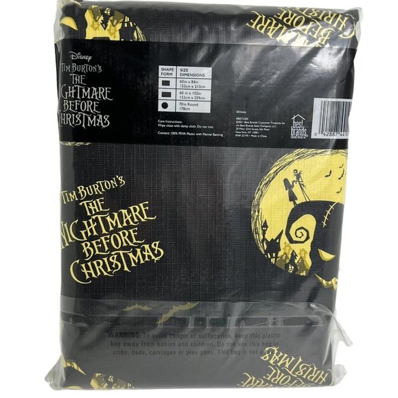 Disney Nightmare Before Christmas Tablecloth 60"X84" Oogie Boogie Black Yellow - Picture 12 of 12